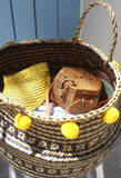 Borneo "Huma" Wide Woven Straw Basket - with Lemon
